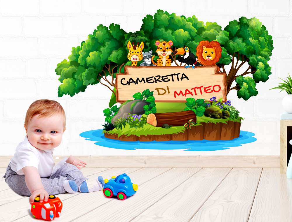 Wall stickers Cartello Alberi Savana Personalizzato cameretta 