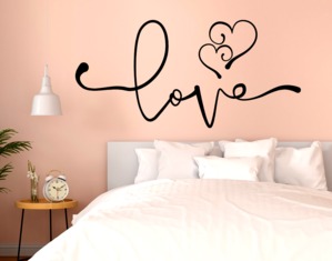 Wall stickers frase love con cuori stilizzati