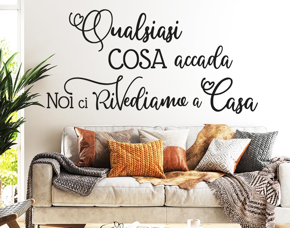 Adesivi da parete con frase Qualsiasi cosa accada noi ci Rivediamo a Casa