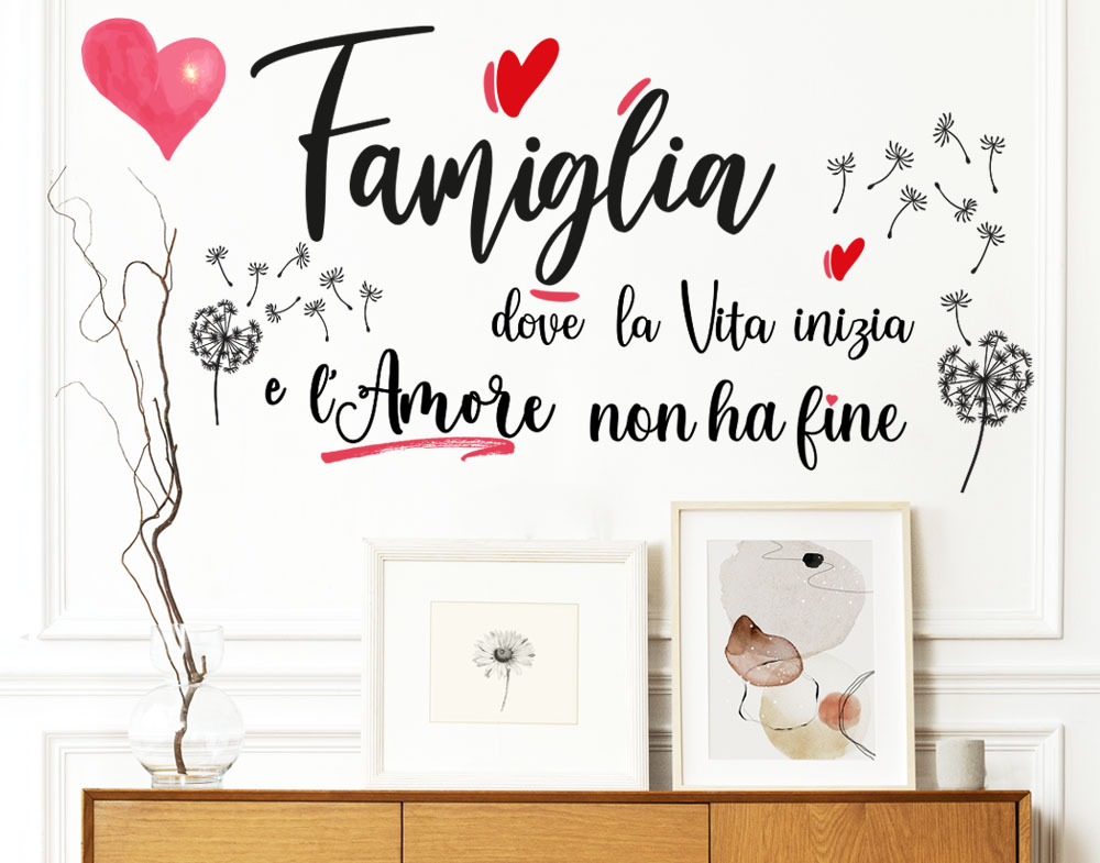 Frasi famiglia amore decalcomania adesiva per muro