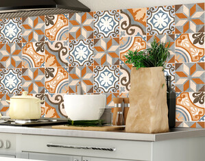 Adesivi per piastrelle disegno geometrico ornamentale con texture cementizie colorate per piastrelle ceramica