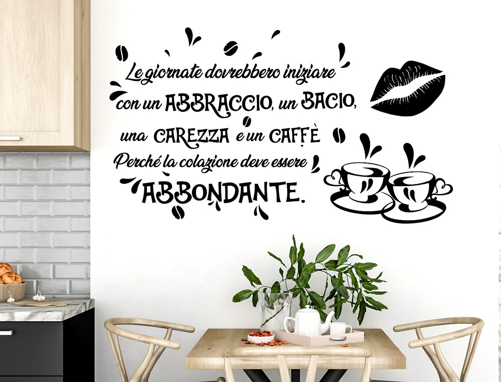 Adesivo Murale caffè la colazione deve essere abbondante