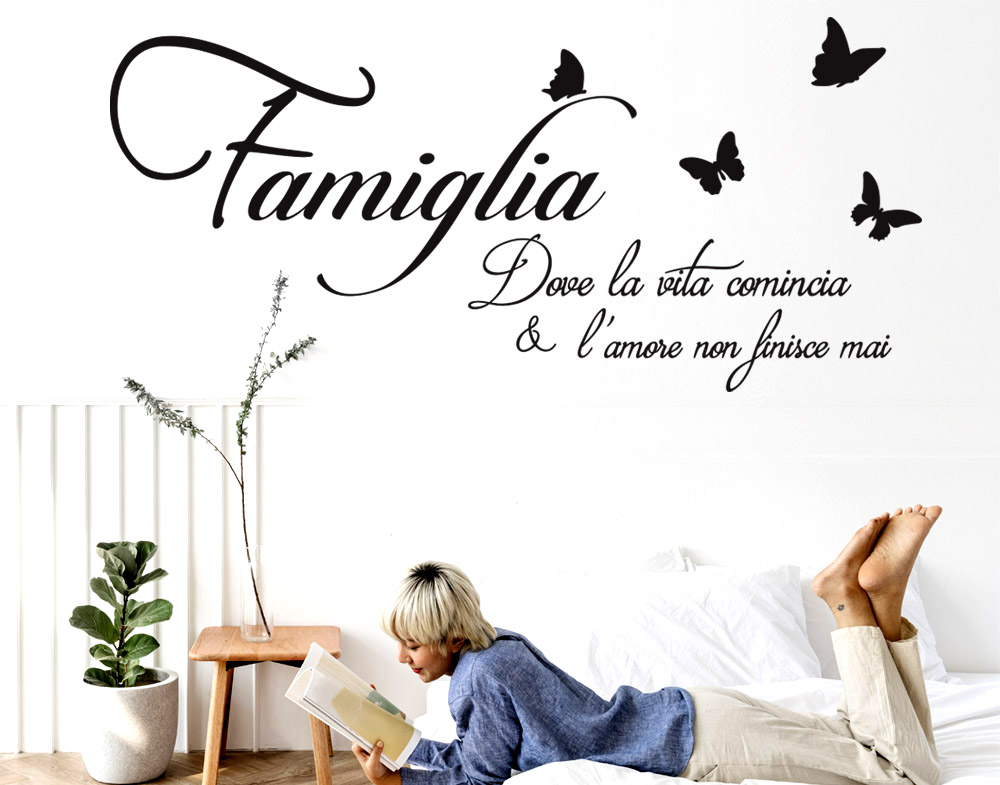 Adesivo Murali Frasi Famiglia dove la vita Comincia